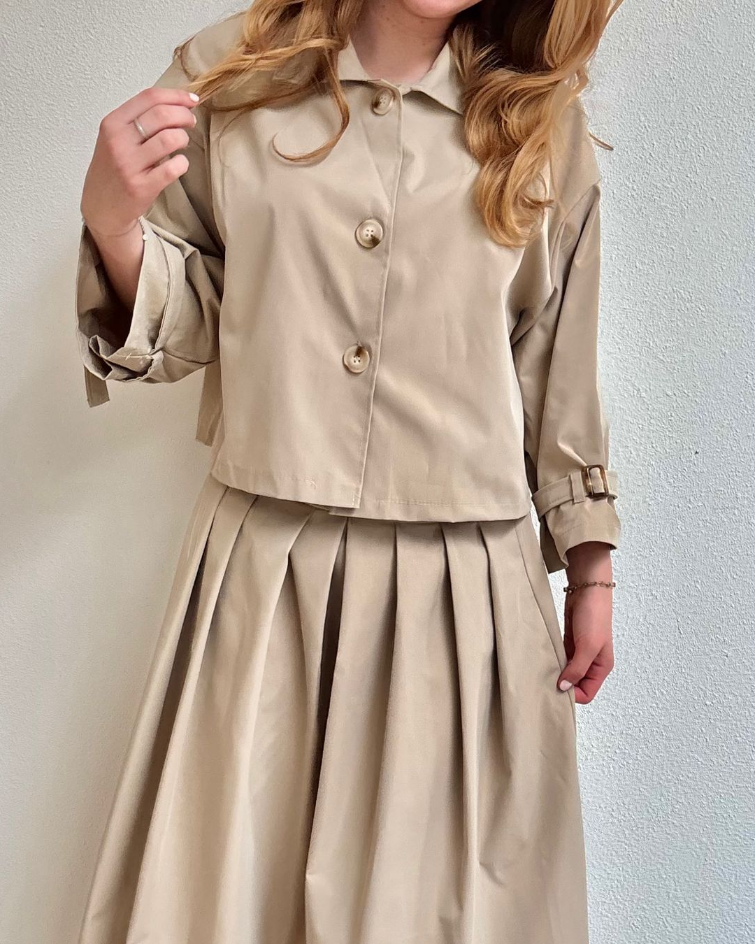 Beige Trench Coat set